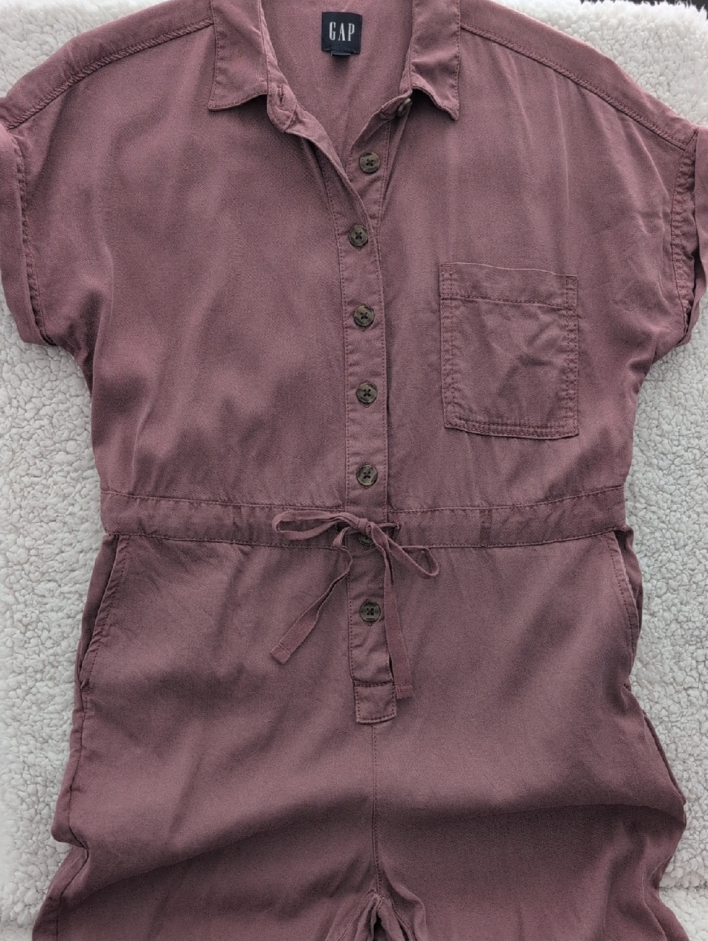 GAP Women's Mauve Button-Front Utility Jumpsuit